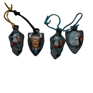Hand Painted Native American Resin Arrowheads Set of 4 Ornaments